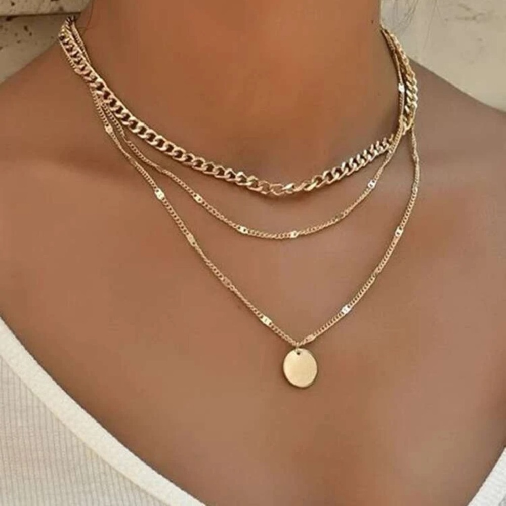 Charm Multiple Layer Necklace Gold 14k Plated